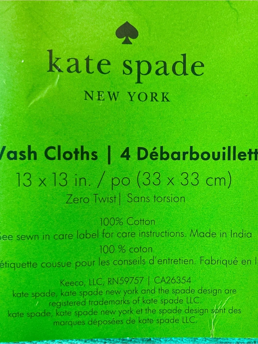 NWT and packaging Kate Spade 100% cotton plush emerald green bath bundle